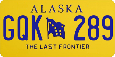 AK license plate GQK289