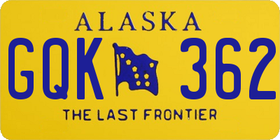 AK license plate GQK362
