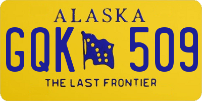 AK license plate GQK509