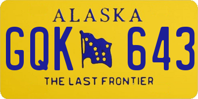 AK license plate GQK643