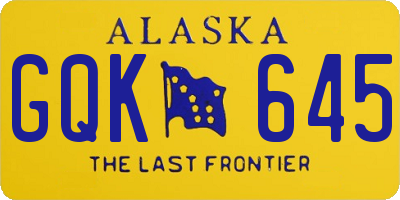AK license plate GQK645