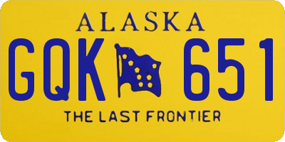 AK license plate GQK651