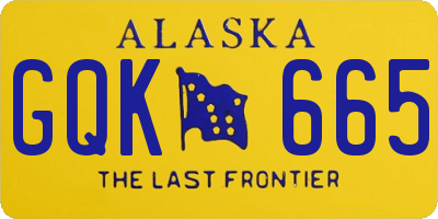 AK license plate GQK665