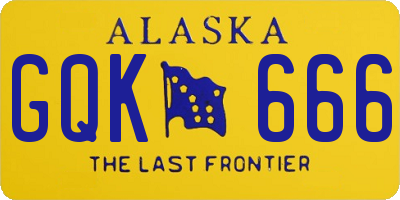 AK license plate GQK666