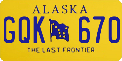 AK license plate GQK670