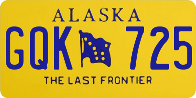 AK license plate GQK725