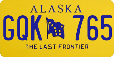 AK license plate GQK765