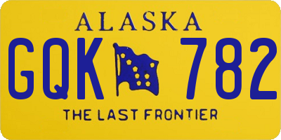 AK license plate GQK782