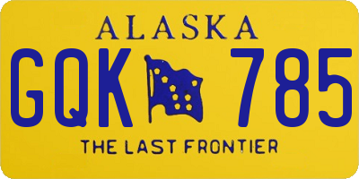 AK license plate GQK785