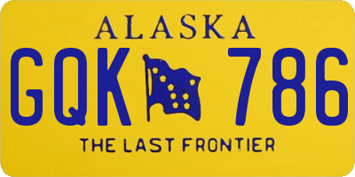 AK license plate GQK786