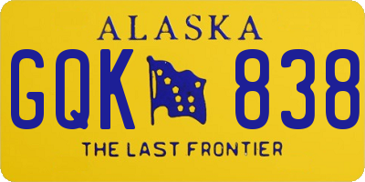 AK license plate GQK838