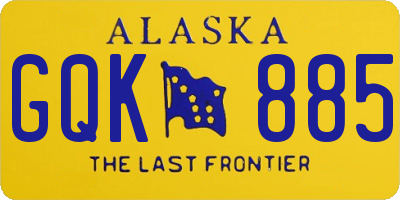 AK license plate GQK885
