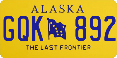 AK license plate GQK892