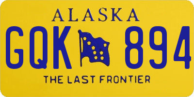 AK license plate GQK894