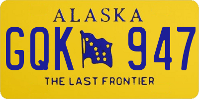 AK license plate GQK947