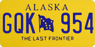 AK license plate GQK954