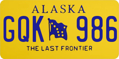 AK license plate GQK986