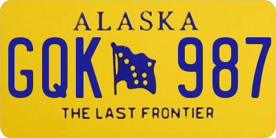 AK license plate GQK987