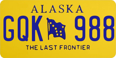 AK license plate GQK988