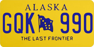 AK license plate GQK990