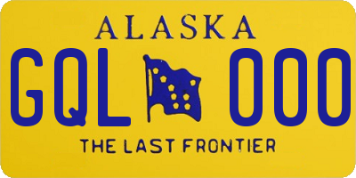 AK license plate GQL000