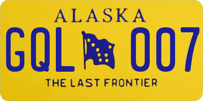 AK license plate GQL007