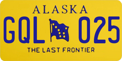 AK license plate GQL025