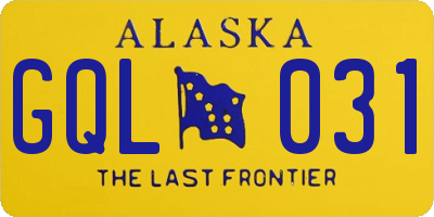 AK license plate GQL031