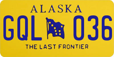 AK license plate GQL036
