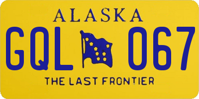AK license plate GQL067