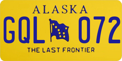 AK license plate GQL072
