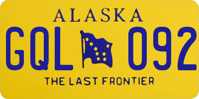 AK license plate GQL092