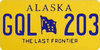 AK license plate GQL203