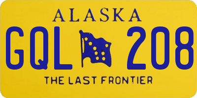 AK license plate GQL208
