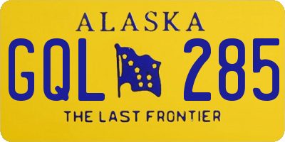 AK license plate GQL285