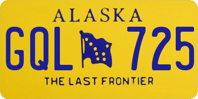 AK license plate GQL725