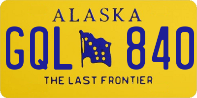 AK license plate GQL840