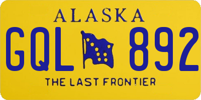 AK license plate GQL892