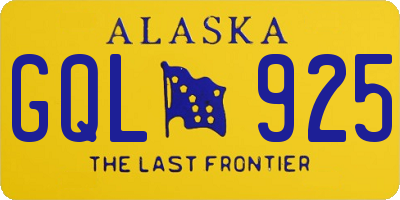 AK license plate GQL925