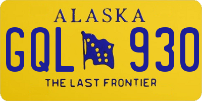 AK license plate GQL930