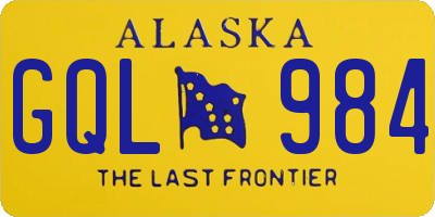 AK license plate GQL984