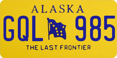 AK license plate GQL985