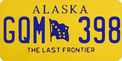 AK license plate GQM398
