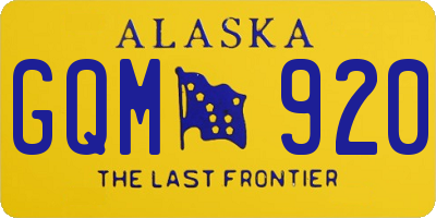 AK license plate GQM920