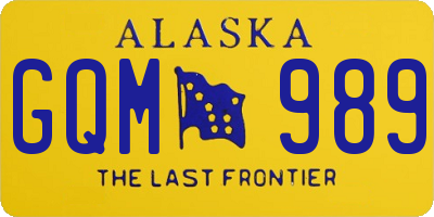 AK license plate GQM989