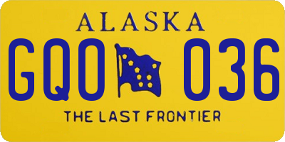 AK license plate GQO036