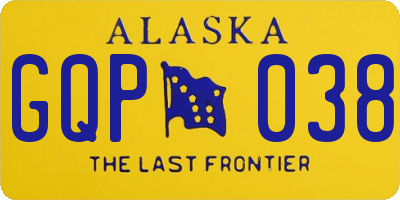 AK license plate GQP038