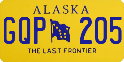 AK license plate GQP205