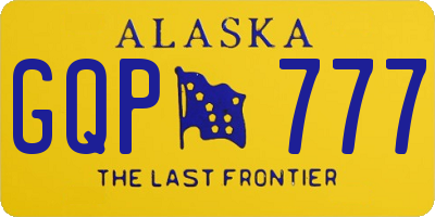 AK license plate GQP777