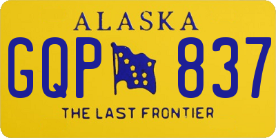 AK license plate GQP837